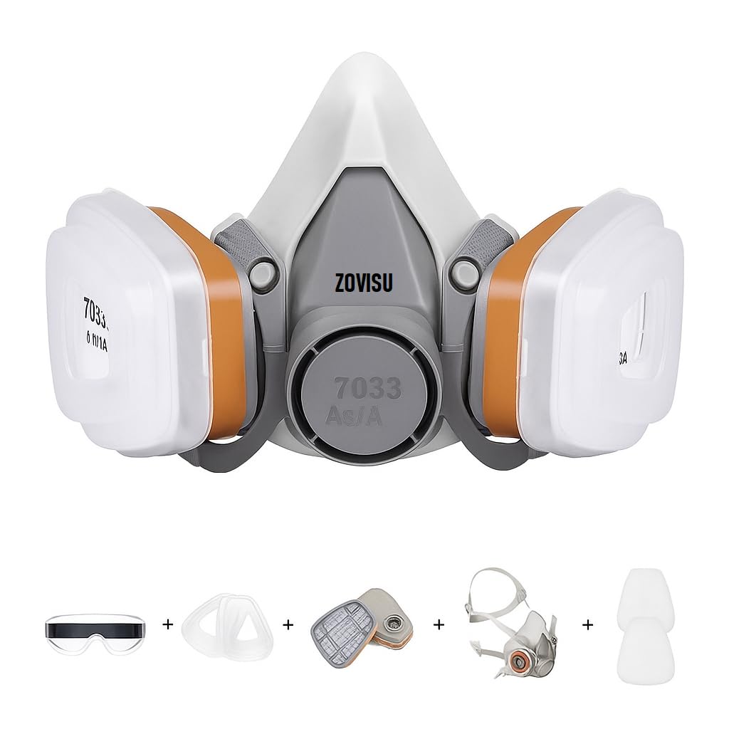 Gas Mask Set Respirator with Filters and Goggle Activated Carbon Mask