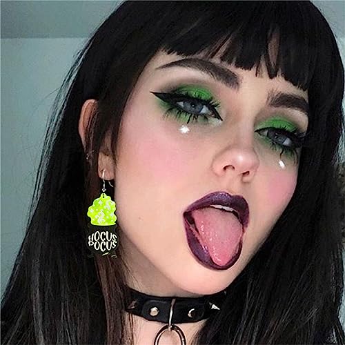 Spooky Ghost Pumpkin Earrings Halloween Cherry Earrings Funny Acrylic Candy Corn Earrings Cute Orange Pumpkin Spooky Ghost Skull Cat Spider Butterfly Dangle Earrings for Women Halloween Costume Decorations Accessories2