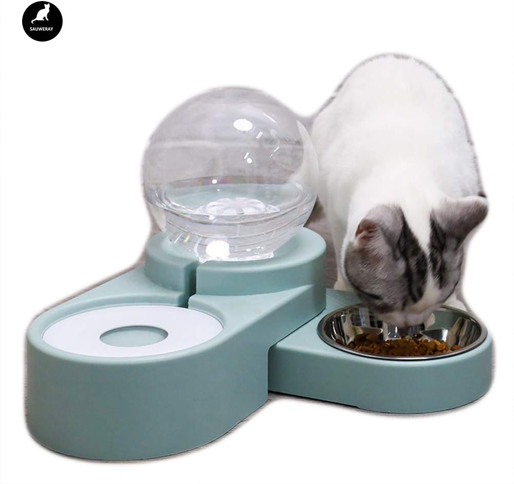 Pet Water Dispenser Crystal Ball Design Pet Water Food Dispenser Gravity Siphon Principle Simple and Stylish High-End Furniture Pink (Blue)