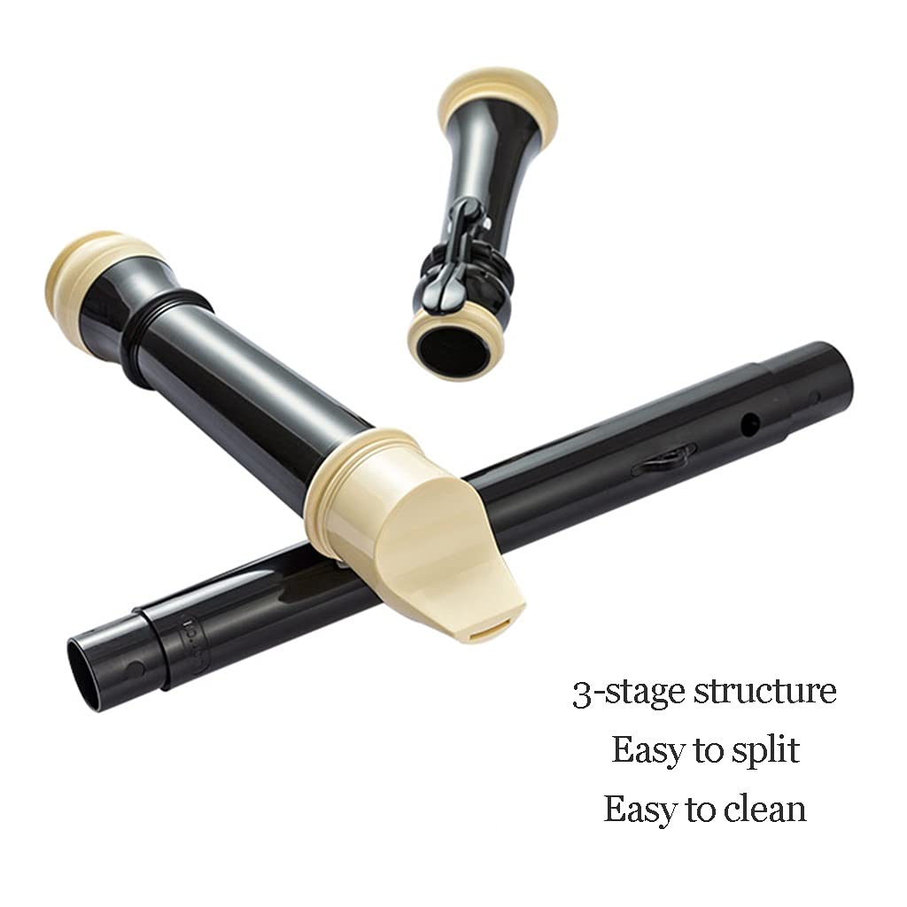 Blockflöten Blockflöte Lernen Erwachsene Tenor Barock 8-Loch Profi-Blockflöte, C-Tune Britische ABS-Flöte, 3-teilig, Mit Reinigungsstift Für Aufbewahrungstaschen (Color : Black, Size : Baroque C)