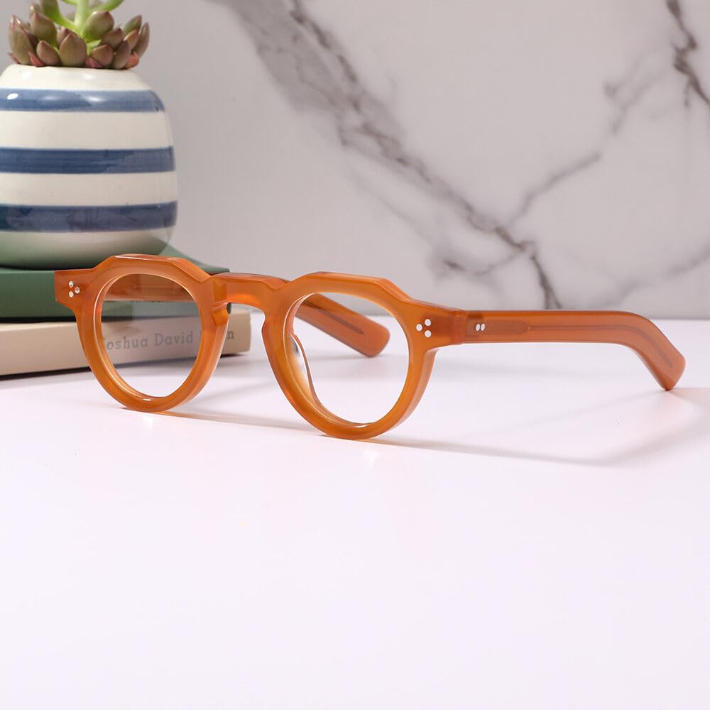 Lunettes de Lecture Rondes Designer, Lunettes Anti-Lumière Bleue, Monture Vintage Élégante en Acétate Renforcé pour Homme et Femme