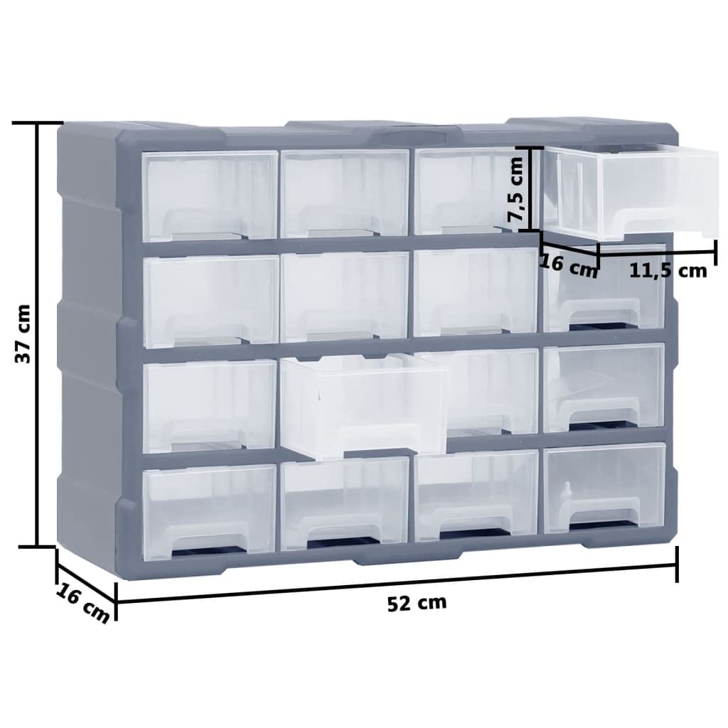 VidaXL Organisateur multi-tiroirs avec 16 tiroirs centraux 52x16x37 cm