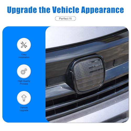 Image of Smoked Front Grille Rear Tailgate Emblem Cover for Honda Pilot 2019 2020 2021 2022, Front Rear Logo Overlay Protector Accessories ABS Material 2PCS (Style B)