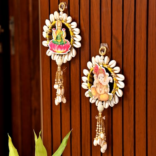 Image of CraftVatika Diwali Decoration Items, Wall Hanging for Home Decoration, Laxmi Ganesha Latkan Toran for Home Wall Door, Diwali Deepawali Gifts (22 CM Height) (2 Pieces)
