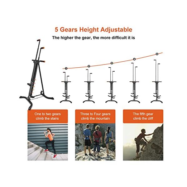 RELIFE-REBUILD-YOUR-LIFE-Vertical-Climber-for-Home-Gym-Folding-Exercise-Cardio-Workout-Machine-Stair-Stepper-Newer-Version Vertical Climber Exercise Machine for Home Gym with 4 Metal Guide Rails Folding Exercise Climber Cardio Workout Machine 5-Level Resistance Stair Stepper Newer Version,Easy to Assemble