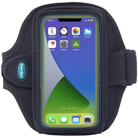 Tune Belt AB88 Cell Phone Running Armband Holder, Pocket Size fits OtterBox Commuter or Similar Case for iPhone 12/13 Mini, SE 2020 and iPhone X/XS, Water Resistant (Black) Cover