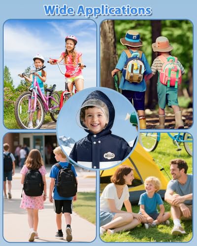 Image of ANYCHO Raincoat for Kids 3-7 Years with Wide Brim & Backpack Space, Knee-Length EVA Kids Raincoat for Boys with Safe Reflective Strips