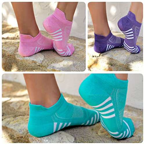 Women's Rayon Made From BAMBOO Thin Ankle Socks 6 Pairs Striped Breathable Absorbent Low Cut Athletic 7-10 Size4