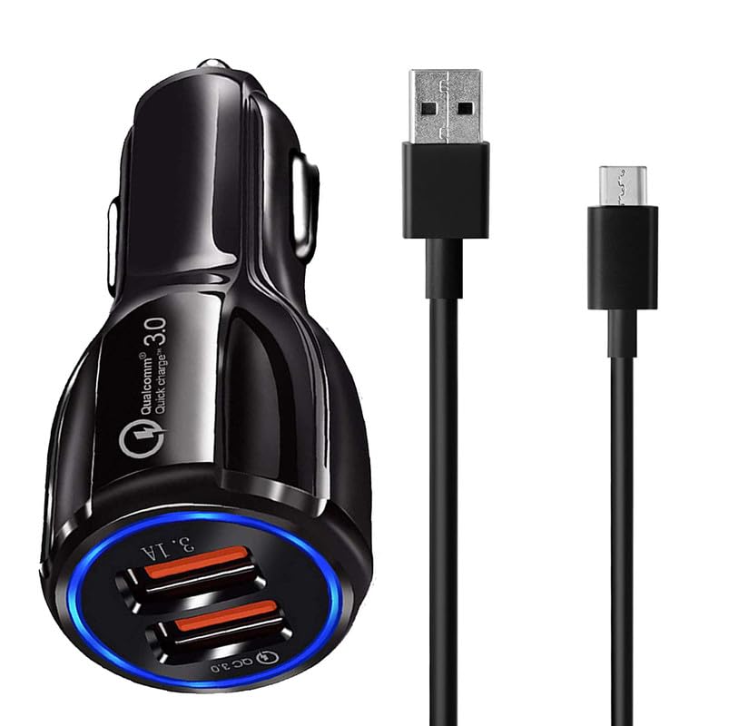 30W Car Charger for Land Rover New Defender Original QC Adapter Type C 3.0A High Speed Fast Turbo Charge QC 3.0 Smart DualPort with 1m Type-C Charging & Sync Cable (Black, SZ.M2)