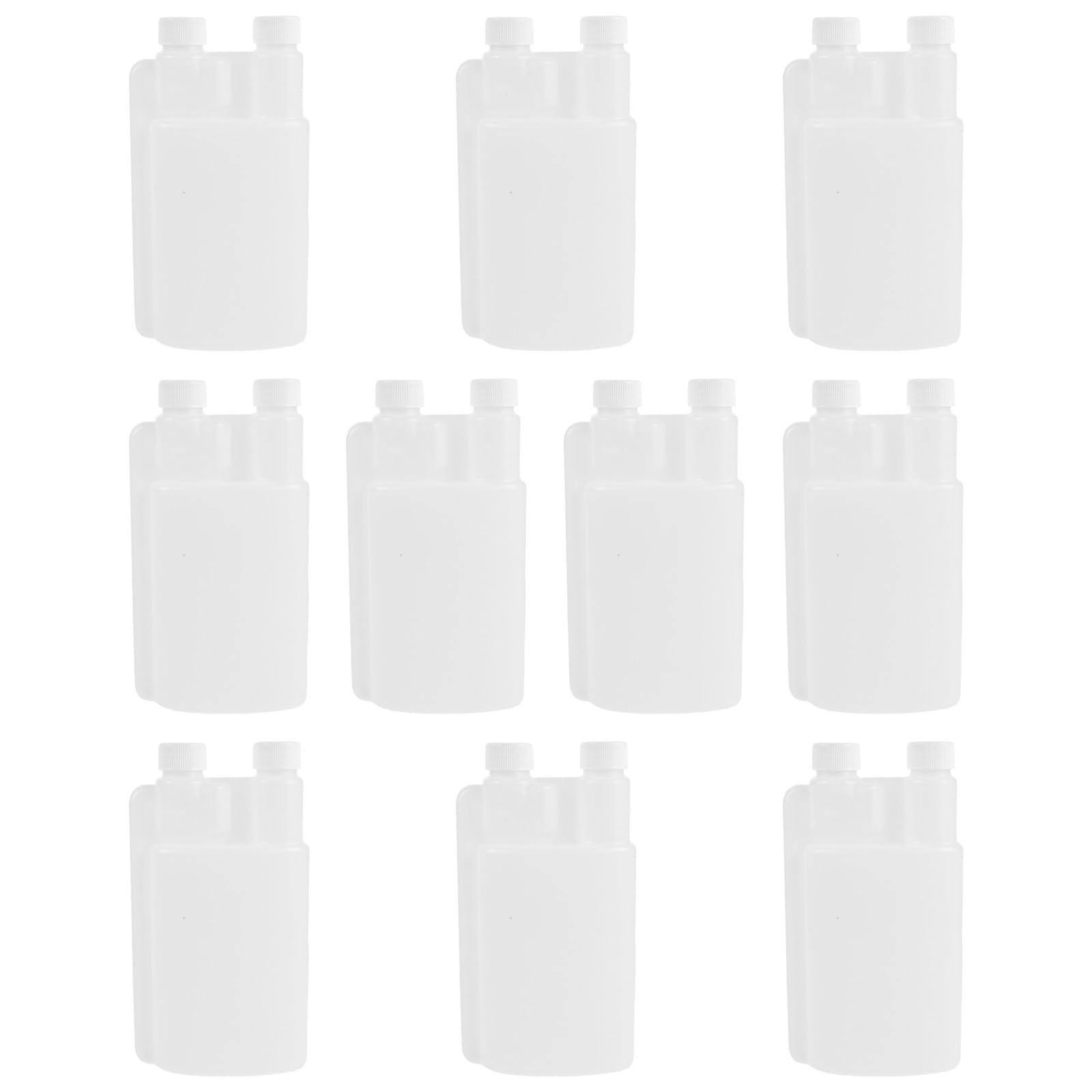 Lot de 10 flacons de laboratoire 500 ml/17 oz, récipients en plastique à double compartiment pour réactifs, flacons souples gradués pour le stockage d'échantillons chimiques