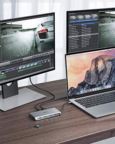 AUKEY USB C Hub 12-in-1 Type C Adapter with Ethernet, 4K HDMI,VGA,2 USB 3.0,2 USB 2.0,100W PD,USB-C Data Port and SD/TF Docking Station for MacBookPro/Air(Thunderbolt 3) and Other USB-C Laptops