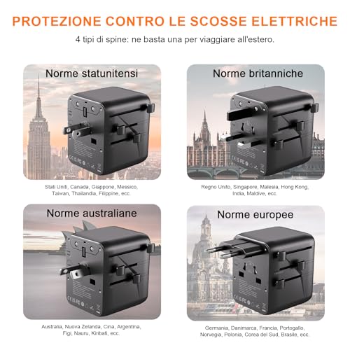 GRIFEMA Adattatore universale da viaggio 6 in 1