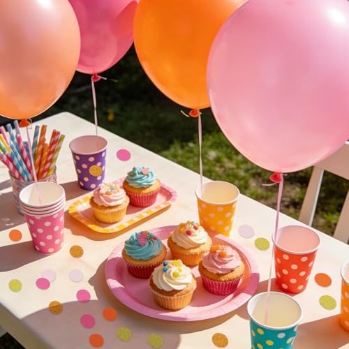 Image of 200Pcs Glitter Pink Orange Gold Table confetti,Paper Circle Dots Confetti for Birthday Party Halloween Bachelorette Wedding Baby Shower Graduation Decorations