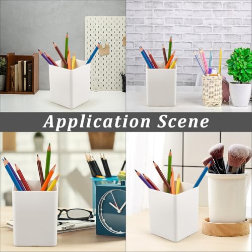Image of CRASPIRE White Pen Holders Plastic Pencil Cups Square Waterproof Cuboid Cosmetic Makeup Brush Small Stationery Container Holder Box Case for Office School Home Desk Makeup Brush Pen Pencil Storage