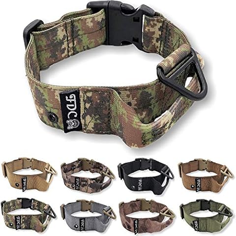 Heavy Duty Dog Tactical Collar with Handle 1.5in Width Training Military Army TAG Hole Medium Large M, L, XL, XXL (XL: Neck 16" - 20", Camouflage) Cover