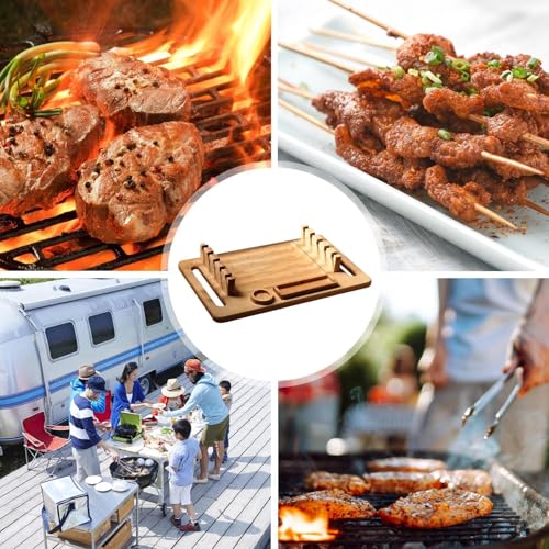 Plateau de barbecue rectangulaire en bois avec finition artisanale - 7
