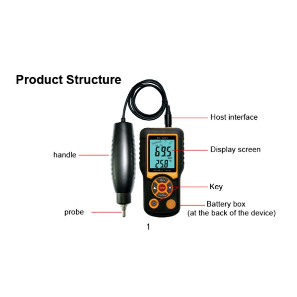 Testeur de vibrations, testeur de vibrations, compteur de vibrations numérique avec sonde et poignée, pour la fabrication mécanique, électrique et ingénierie chimique.