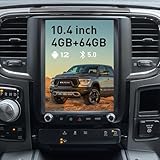 for Dodge Ram 1500 2500 3500 2013-2018 【 Auto A/C】 10.4 Inch T Style Stereo Android 12 GPS Navigation Wireless Carplay 5G-WiFi 4G+64G Bluetooth 5.0 DSP AUX/Fiber Optic Out SWC
