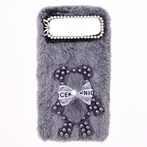 YKTO Peluche Girly Lapin Phone Cover Coque pour Samsung Galaxy Grand Neo Fille Ours Perle Mignon Noeud Brillant Fluffy Faux Peluche Coque Souple pour Samsung...