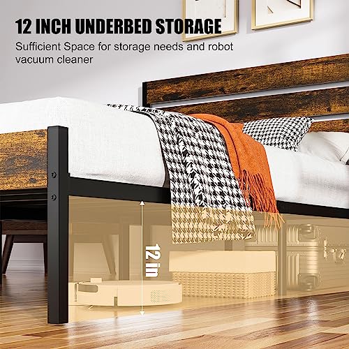 Image of Shintenchi California King Size Round Bed Frame with Steel Slat Support, Platform Metal with Headboard and Footboard, No Box Spring Needed, Noise Free, Easy Assembly