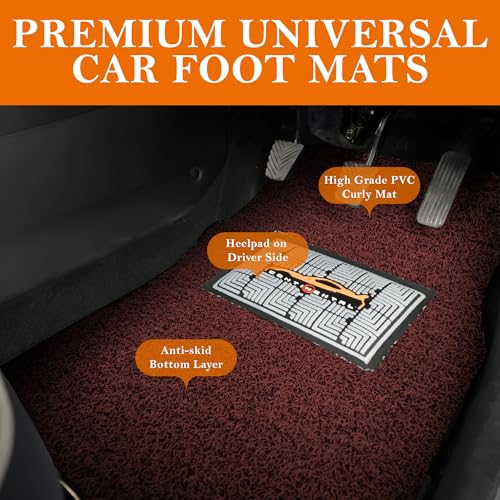 Image of CONTINENTAL [Duramat Curly] Universal Single Driver Side Car Mat only - Premium Waterproof PVC Cushions Car Floor Mat for All Cars (Red & Black)