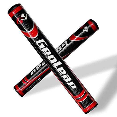 Geoleap Putter Grip- Soft Polyurethane Material?Round Shape, Light Weight Golf Grips,4 Colors and 4 Sizes to Choose.. (Black Red, Oversize(5.0))