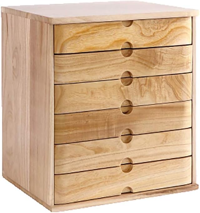 FPigSHS File cabinet Office desktop storage box Shelf Data frame Solid wood 6 floor storage box Small chest of drawers Put A4 paper (Color : B)