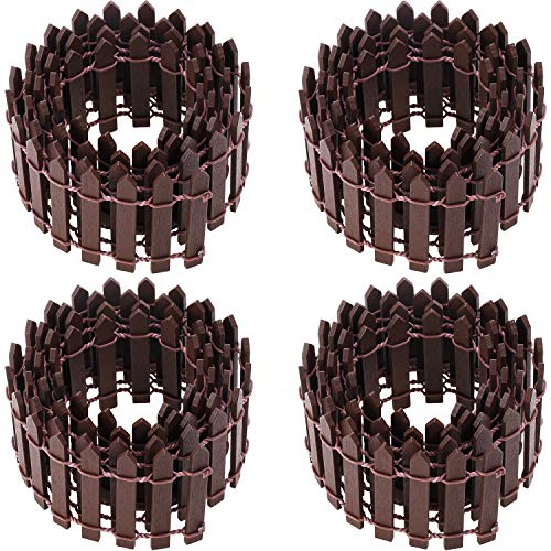 Chinco 4 Pieces 35 Inch Fairy Garden Fence Wood Picket Fence Miniature Garden Ornament for Dollhouse Mini Village Landscape Home Plant Pot DIY Diorama Project