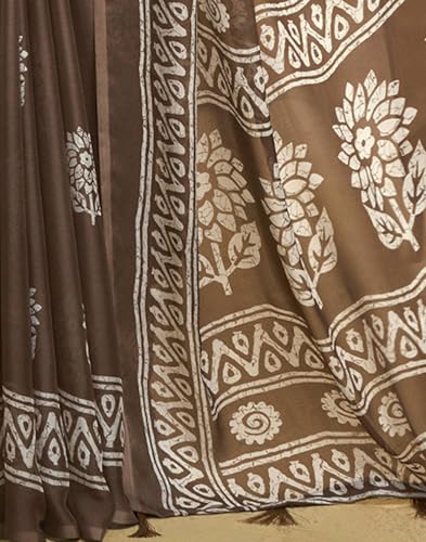 Image of SIRIL Women's Georgette Printed Saree with Unstitched Blouse Piece