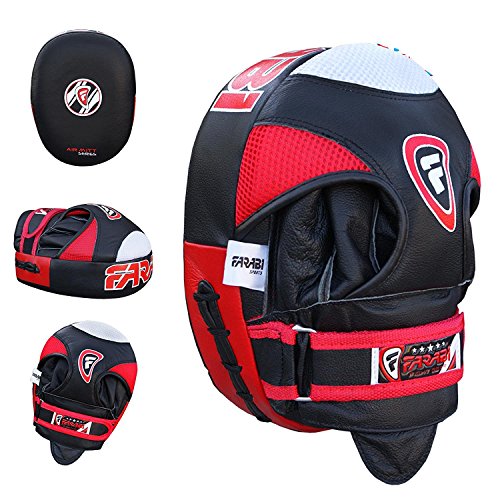Farabi Sports Boxing Mitts Real Leather Boxing Pads MMA Muay Thai Punching Mitts Kickboxing Focus Pads with Pair - Thumbnail 6