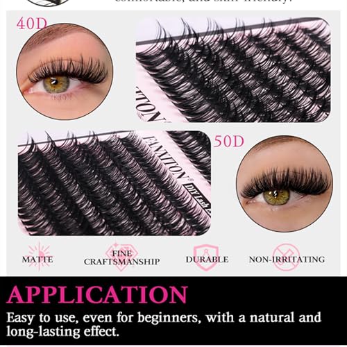 Image of DIY Lash Extension Kit Cluster Lashes 280 pcs Lash Clusters with Lash Brush D Curl Volume Eyelashes Extensions 9-16 mm 40D+50D Individual Lashes Thin Band Eyelashes Cluster Kit for Beginners (No Glue)