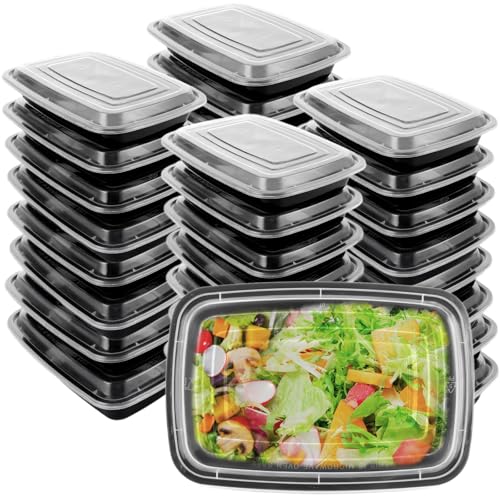 FWEEK 25 Barquettes Plastique Alimentaires 750ML, Boîtes Meal Prep Réutilisables, Plastique pour Congélation et Micro-ondes, Batch Cooking Boite, Boîte...