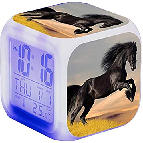 RAILONCH Réveil éclairé LED avec alarme animale numérique et veilleuse - Réveil lumineux de nuit avec affichage de l'heure - Cadeaux d'anniversaire pour...
