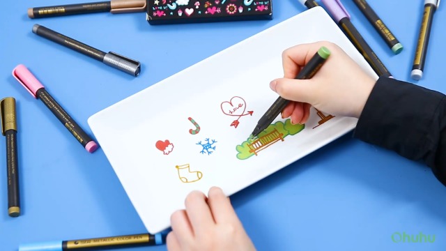 Ohuhu Outline Markers 18 Colors - Shimmer Metallic Double Line Drawing Pens For Crafts