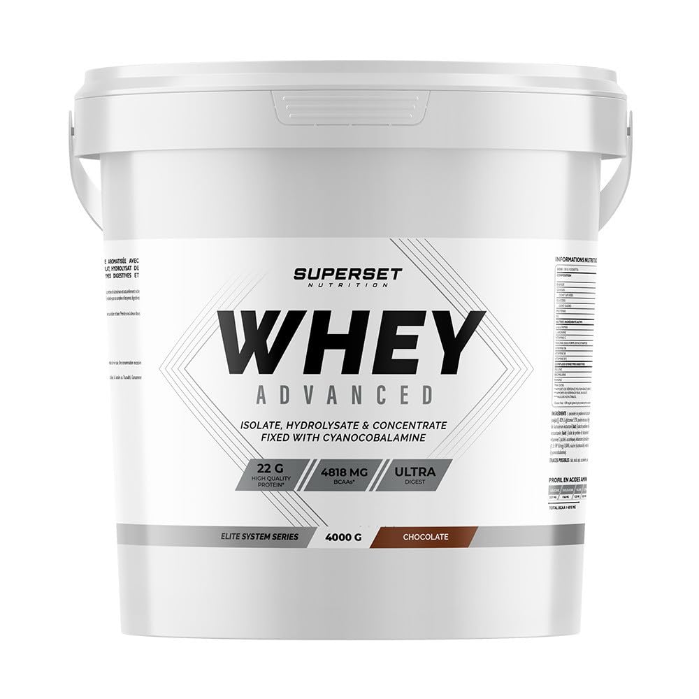 Superset Nutrition | 100% Whey Proteine Advanced (4kg) | Whey protéine | Pure Whey ultra-filtrée : 3 sources de protéines de haute qualité avec absorption rapide - Chocolat