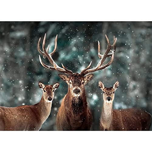 MaxRenard Noble Deer Family Puzzle para Adultos 1000 piezas con obra de arte de ciervos en la nieve, poster de 49 x 27 cm y tamaño armado de 68 x 49 cm miniatura 4