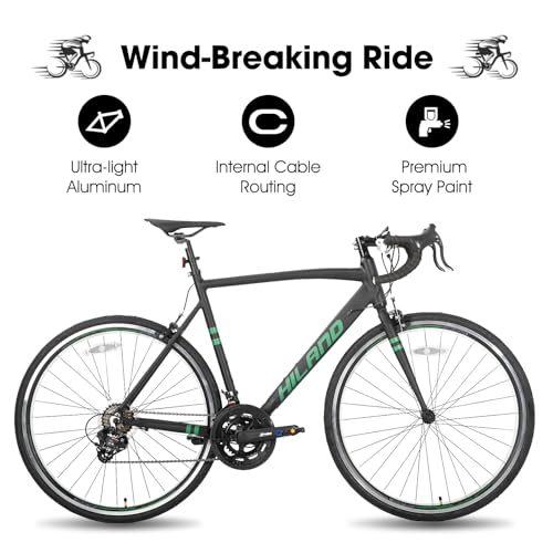 HILAND Adult Road Bike 700c Racing Bike with 14 Speeds, Aluminum Frame, Caliper Brake, City Commuter Bicycle for Women Men