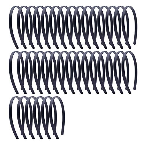 MosBug 36 Pcs Headband Plain 1/2" Black Plastic DIY Hair Accessories Headwears for Girls Womens