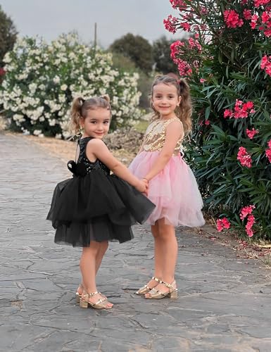 Agqt AG7057_FG_B_70_CA Infant Baby Girls Christmas Dresses Flower Girl Dress Birthday Tutu Dress Kids Sleeveless Tulle Princess Dresses Formal Party Gowns Dress Black Size 3-6 Months thumb #6