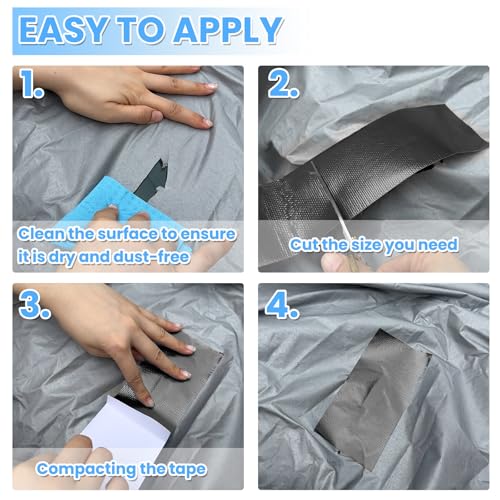 Image of Tikfoam Waterproof Repair Tape for RV Underbelly, Awning, Tarp, Tent, Nylon, Sail and Boat Cover Outdoor Repair Patch, Heavy Duty, UVproof, Multipurpose Black, 6 in x 25FT