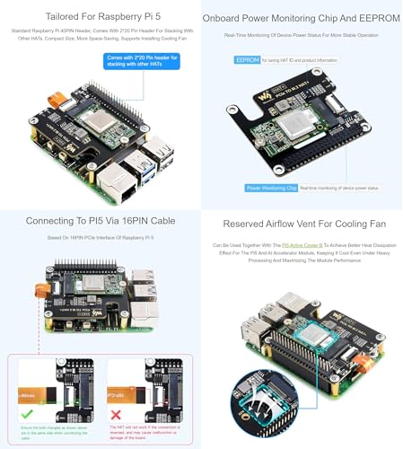 Image of Hailo-8 M.2 AI Accelerator Module Compatible With Raspberry Pi 5, Based On The 26TOPS Hailo-8 AI Processor, With PCIe To M.2 Adapter Board, Supports Linux /Windows Systems (Hailo-8 Acce A)