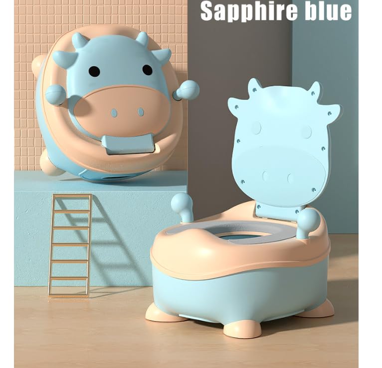 Vasino WC Vasini per bambini da 1 a 6 anni, per bambini e bambine, con dinosauro, per bambini da 1 a 6 anni, con coperchio posteriore (blu)