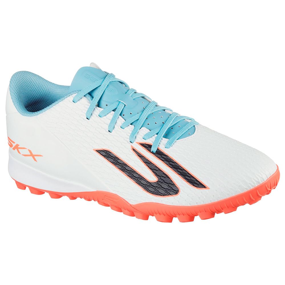 Skechers Męskie buty piłkarskie SKX_2 Club TF Turf, białe syntetyczne/turkusowe syntetyczne/różowe Tr, 40 EU