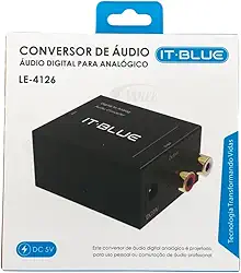 Conversor Áudio Óptico Digital Fibra Coaxial Rca Analógico