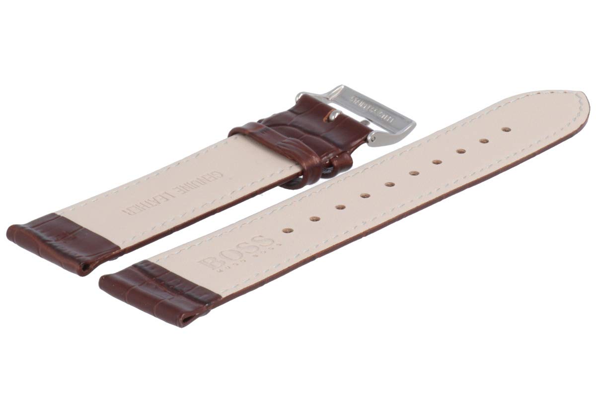 HUGO BOSS Uhrenarmband 22mm Leder Braun Kroko - 659302560