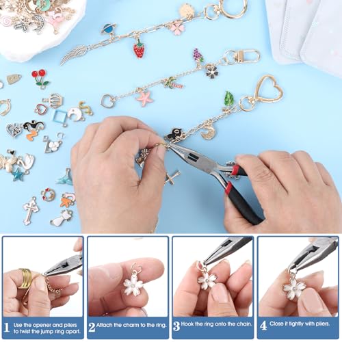 Image of Himake 645Pcs Charms Lip Gloss Keychain Making Kit, DIY Bag Charm Kit with Gift Bag, Key Chain Making Supplies Including Charms, Clips, Chains, Plier & Tools