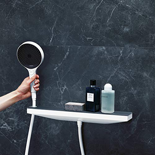 Image of Hansgrohe 26843700 Rainfinity Porter 500 Wall Connection Shelf Matte White, Shower Holder Left