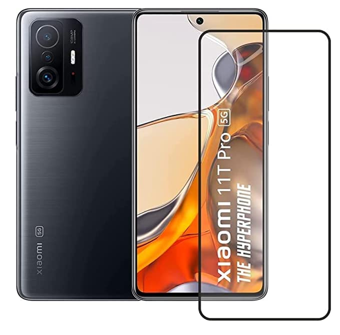 Image of VZZR?'s D+ / 11D Tempered Glass for Xiaomi 11T Pro 5G - Edge to Edge, 9H, 2.5D, 0.3mm, Full Glue, Full HD, Cover /Case Friendly Anti Scratch Screen Protector Guard with Easy Installation Kit