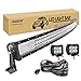 RIGIDON Barra Led Fuoristrada, curva 52" 130 cm 675W Barra Luce Led Con Cablaggio Kit, Con 2 Pcs 4" 10 cm 18W Luci di Lavoro a Led Per Auto Camion SUV 4x4 Veicoli Offroad, Faretti Fendinebbia, 6000K