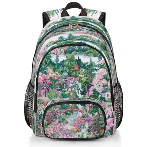 Sac à dos motif japonais grande capacité pour ordinateur portable